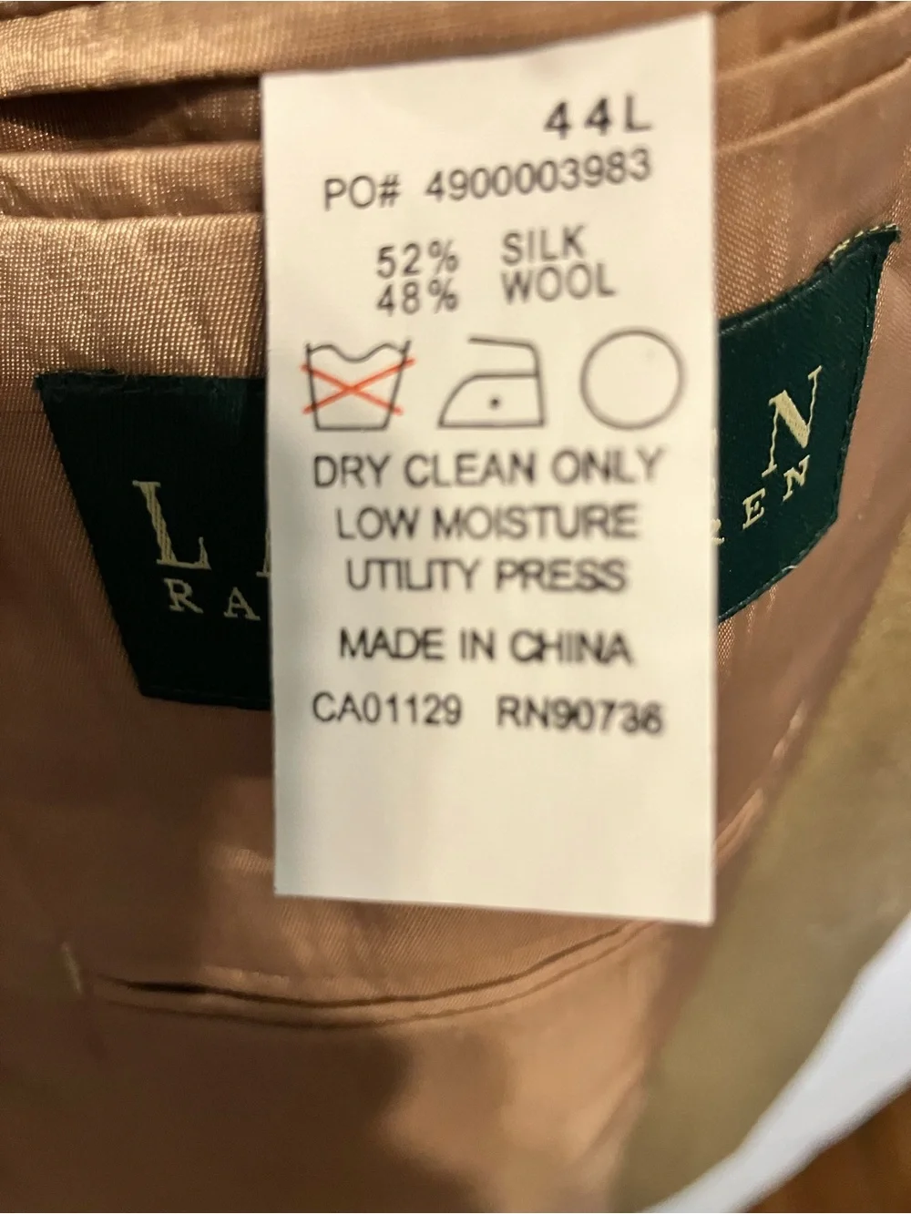 Lauren Ralph Lauren silk/ Wool Blend Olive Brown Windowpane Sport Coat 44L